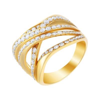 Кольцо с бриллиантами «Золотые Вихри» JVG Gold (арт.R36383_YG)