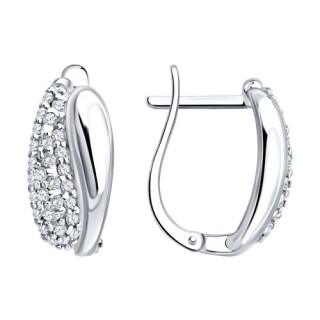 Серьги из серебра с фианитами «Сияние линий» Соколов (арт.9402)