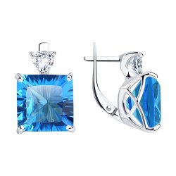 Серьги из серебра с минеральным стеклом и фианитами (Арт.94-120-01029-1)