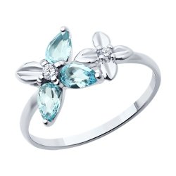 Кольцо из серебра с топазами и фианитами (Арт.94-310-02061-1)