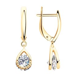 Серьги из золочёного серебра с фианитами (Арт.93021047)