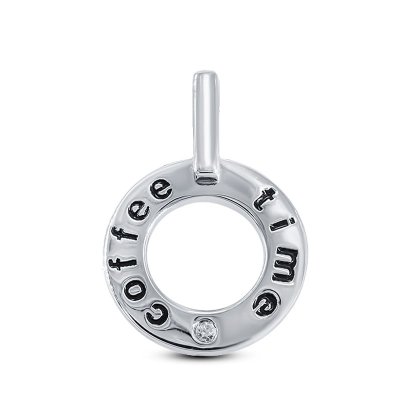 Серебряный кулон Silver Wings с фианитом и эмалью «Coffee Time» (арт. 23sw002coffee-06_kubcirkonii_jemal)