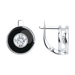 Серьги из серебра с фианитами и эмалью (Арт.94-120-01855-1)