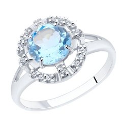 Кольцо из серебра с топазом и фианитами (Арт.94-310-00679-1)