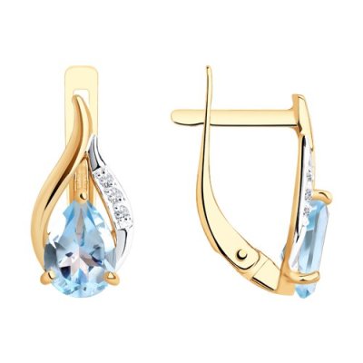 Серьги золотые пробы 585 с топазом (Арт.51-320-00985-1)