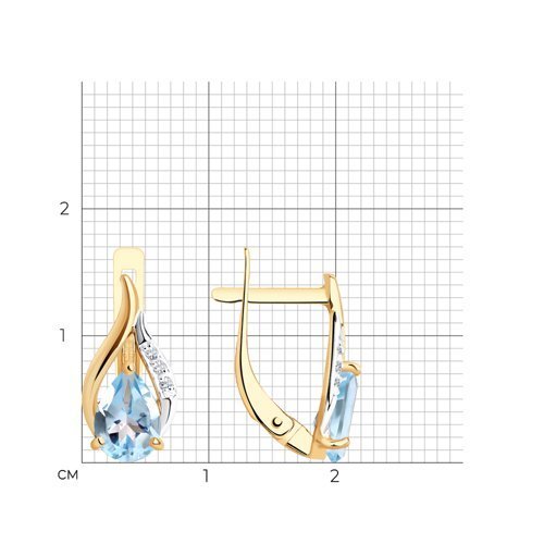 Серьги золотые пробы 585 с топазом (Арт.51-320-00985-1)