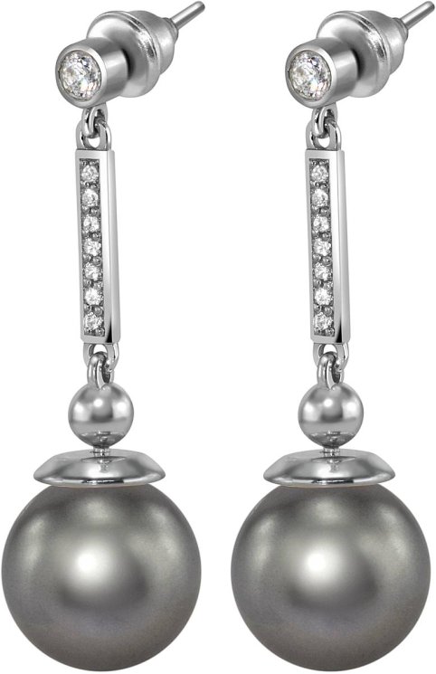 Серьги из серебра с жемчугом и кристаллом swarovski (Арт.aas-6-b-12-31-s)