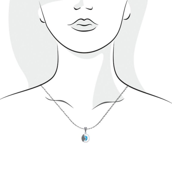 Серебряный кулон с кубическим цирконием и марказитами «Лунное сияние» (арт. 230016-297n-39_kubcirkonii_markazit)