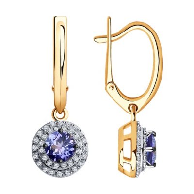Серьги из золота с бриллиантами и танзанитами «Сияние Танзании» SOKOLOV (арт.6024157)