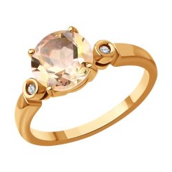 Кольцо из золота с бриллиантами и морганитом (Арт.6014300)
