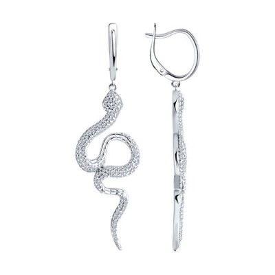 Серьги из серебра с фианитами «Танец Змеи» Соколов (арт.94026025)