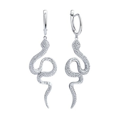 Серьги из серебра с фианитами «Танец Змеи» Соколов (арт.94026025)
