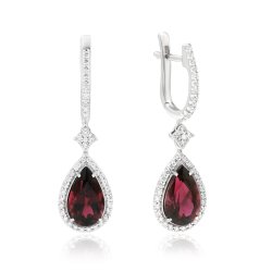 Серьги из золота с бриллиантом и турмалином Русские Самоцветы (Арт.38354)