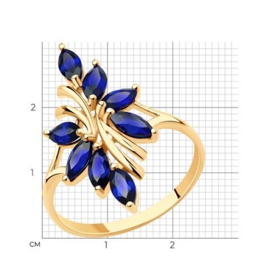 Кольцо золотое с корундом «Ночная орхидея» Соколов (арт.715820)