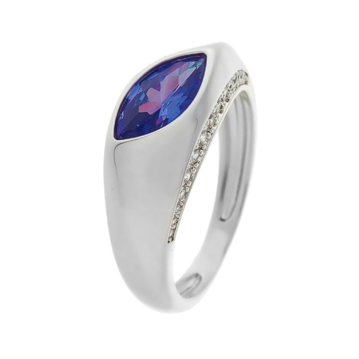 Кольцо из серебра с куб. цирконием и ситаллом (Арт.cz-r01191-x-w-sap-x-w)