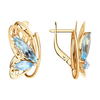 Серьги золотые пробы 585 с топазом (Арт.727981)