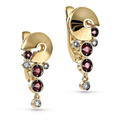 Серьги золото с топазом, кристаллами Swarovski и бриллиантами «Вихрь сияния» Kabarovsky (арт.12-21133-2500)