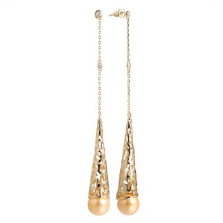 Серьги серебряные с жемчугом и фианитами «Golden Pearl Grace» Fresh Jewelry (арт.01949)