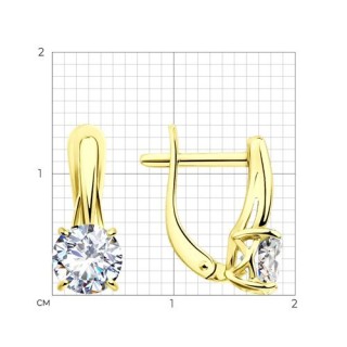 Серьги из золочёного серебра с фианитом «Луч сияния» Соколов (арт.9302)