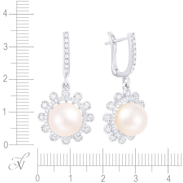 Серьги из белого золота с бриллиантом и жемчугом (Арт.e01480pl4wk_wp_wg)