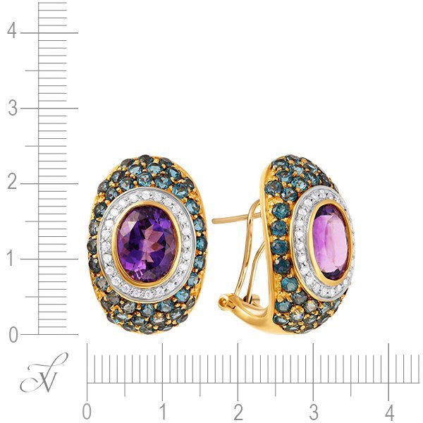 Серьги из золота с аметистом и бриллиантом (Арт.e36016k-4_am_lt_yg)