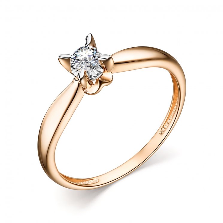 Золотое кольцо с бриллиантом Алькор КЮЗ (Золото) 14243-100