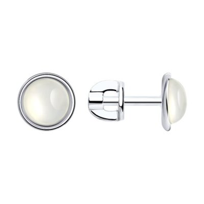 Серьги из серебра с луннными камнями (Арт.83020308)