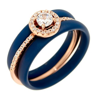 Кольцо с керамикой и кубическим цирконием «Ceramic Shine» Fresh Jewelry (арт.TM-R00617-Вl-G-W-X-W)