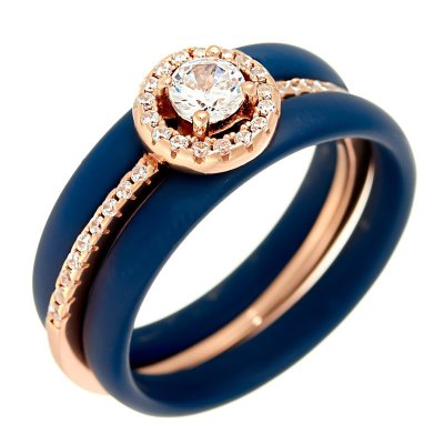 Кольцо из серебра с керамикой и куб. цирконием (Арт.tm-r00617-vl-g-w-x-w)