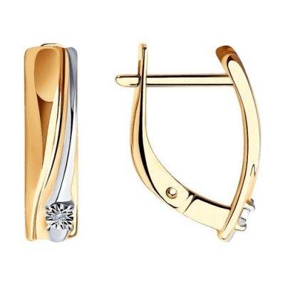 Серьги из золочёного серебра с бриллиантами «Линия света» SOKOLOV (арт.87020052)