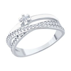 Кольцо из серебра с фианитами и эмалью (Арт.94014470)