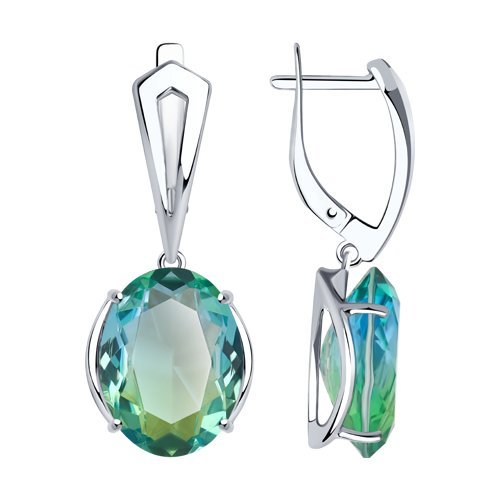 Серьги серебряные с ситаллом «Морская Аура» Соколов (арт.92022233)