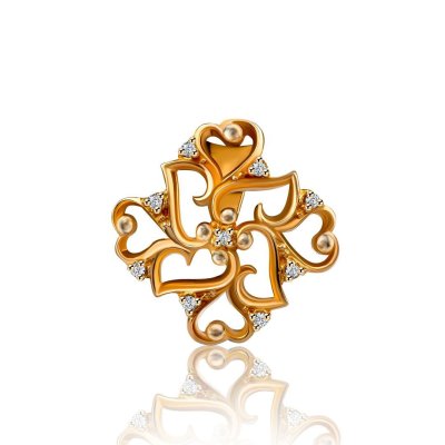 Подвеска золотая с бриллиантами «Вальс сердец» Русские самоцветы (арт.53745)