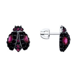 Серьги из серебра с корундами и фианитами (Арт.94026751)