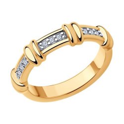 Кольцо из золочёного серебра с фианитами (Арт.93-110-01547-2)