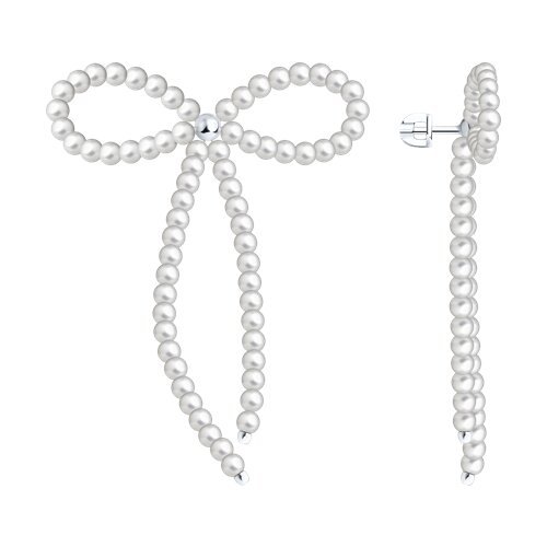 Серьги из серебра с синтетическим жемчугом (Арт.94027530)