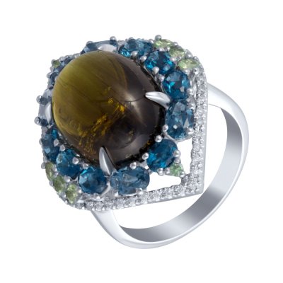 Кольцо из белого золота с бриллиантом и топазом (Арт.rg-34658_ko_lt_tu_tv_wg)