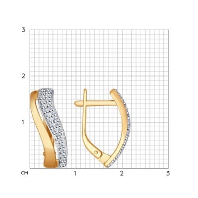 Серьги из золочёного серебра с фианитом «Игра света» Соколов (арт.9302)