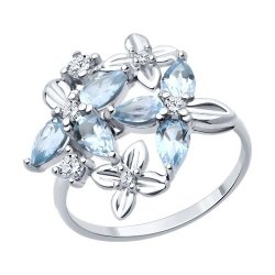 Кольцо из серебра с топазами и фианитами (Арт.94-310-02061-3)