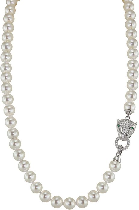 Ожерелье из серебра с жемчугом и куб. цирконием (Арт.120l-fp-1)