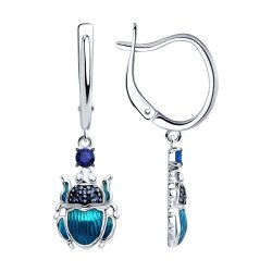 Серьги из серебра с фианитами и эмалью (Арт.94026433)