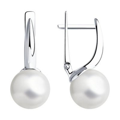 Серьги из серебра с жемчугом (Арт.94-120-01174-1)