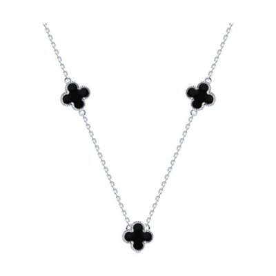 Колье серебряное с эмалью «Чёрный трилистник» Соколов (арт.94070950)