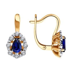 Серьги из комбинированного золота с бриллиантами и сапфирами (Арт.51-220-01948-1)