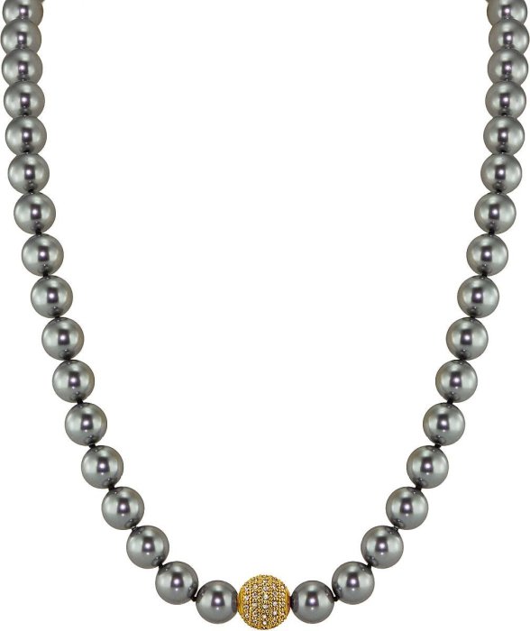 Ожерелье из серебра с жемчугом и куб. цирконием (Арт.91l-gk-30)