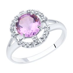 Кольцо из серебра с аметистом и фианитами (Арт.94-310-00679-2)