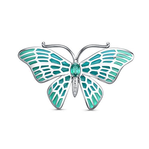 Kabarovsky | Серебряная брошь «Бирюзовая бабочка» (арт. 5-015-32001, серебро 925)