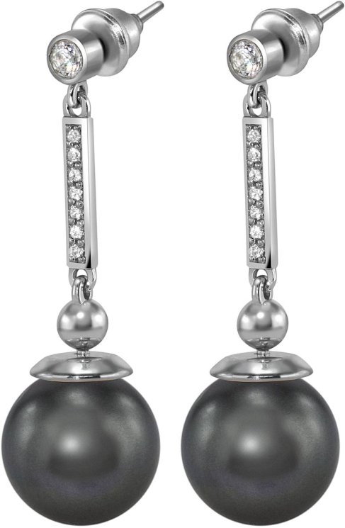 Серьги из серебра с жемчугом и кристаллом swarovski (Арт.aas-6-b-12-32-s)