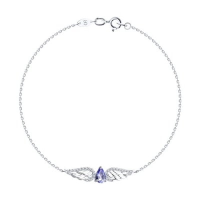 Браслет из белого золота с бриллиантами и танзанитом «Крылья Танзании» SOKOLOV (арт.6054)
