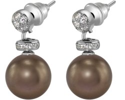 Серьги из серебра с жемчугом и кристаллом swarovski (Арт.abs-12-10-33-s)